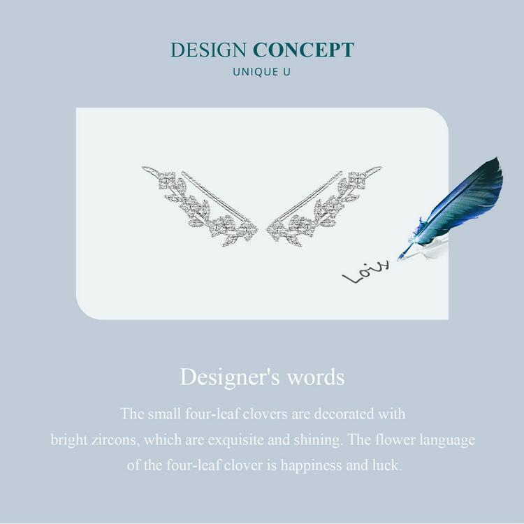 Bisaer Authentic 925 Sterling Silver Flower and Leaves Vine Stud Earrings for Women Original Design Trendy Fine Jewelry Gift