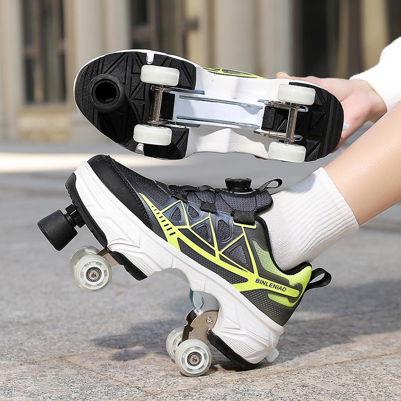 Kids/ Mens Four-wheel Deformed Walking Shoes Men's/Women's Roller Skates Children's Skates Boys'/ Girls' Sports Shoes
