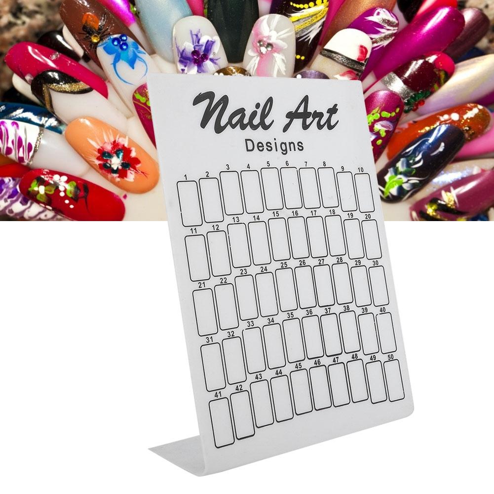 50Pcs Nail Art False Tips Chart Display Board Nailtips Polish Gel Color Card (White)