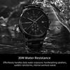 PINDOWS Men's Watch, Black - Simple Stainless Steel Chronograph Business Watch with Date Display