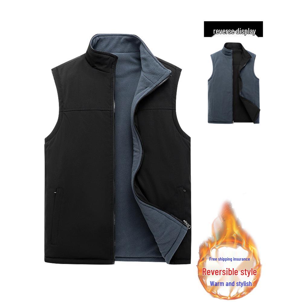 Men's Winter Fleece Vest: Thick, Warm, and Sleeveless for Middle-aged and Elderly