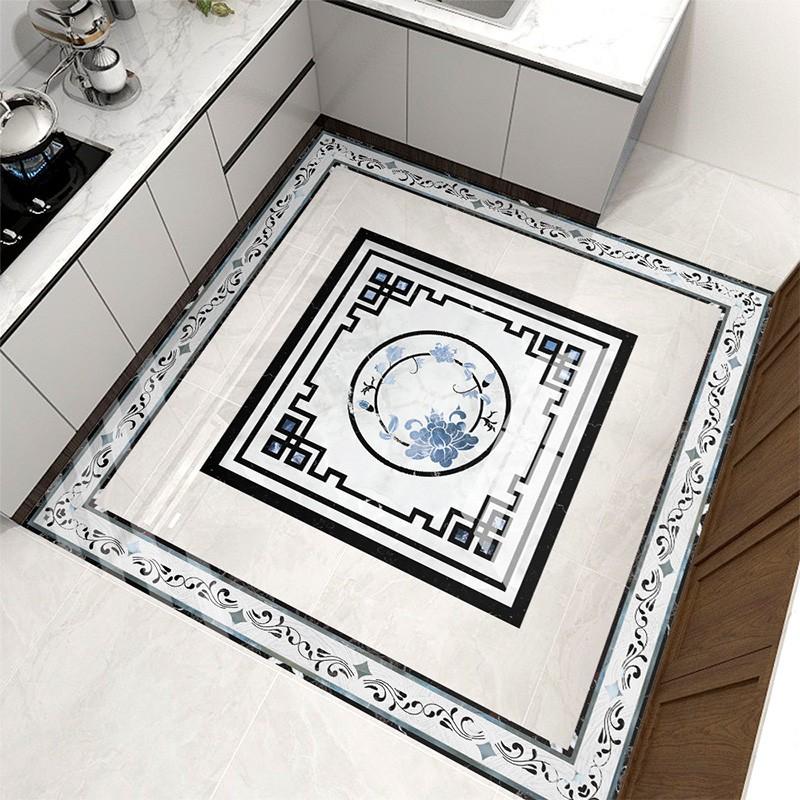 1PC Tapete Selbstklebende PVC-Parkett-Marmor-Aufkleber Wasserdichter Bodenaufkleber Quadratische Aufkleber Rutschfeste Wohndekoration