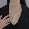 Sterling Silver Double Moon Companion Zircon Necklace Womens Elegant Versatile Clavicle Chain Fashion Jewelry Accessory