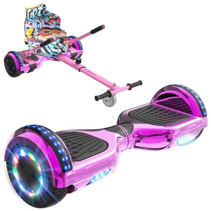 Hoverboard + Kart RCB 2-în-1 6,5 inch Bluetooth și LED – Karting ajustabil – roz/roz – cadou ideal copii
