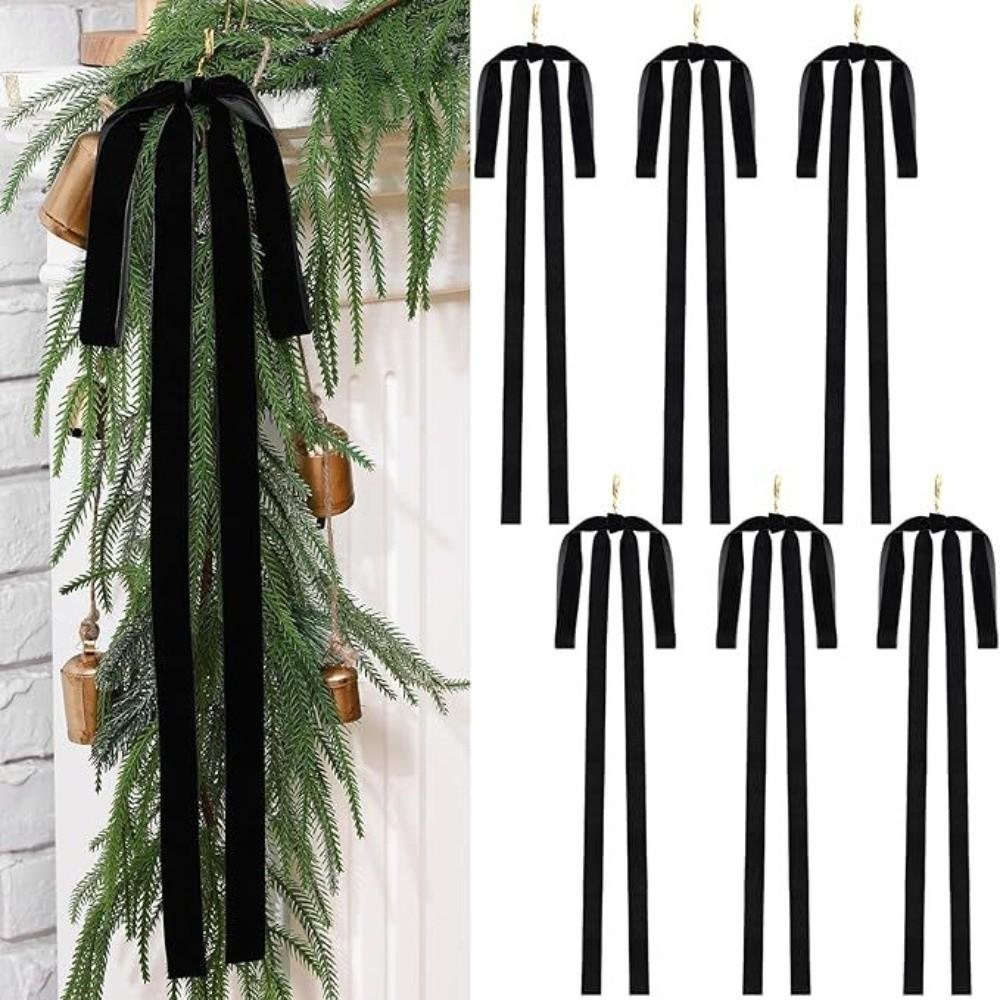 6pcs/set Vintage Christmas Tree Bows Indoor Outdoor Decorations Versatile Usage Velvet Bows Elegance Christmas Gift Wreath Bow