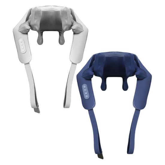 8D Neck And Shoulder Massager with Heat Shiatsu Deep Tissue Kneading Rechargeable Cervical Massager for Muscle Pain Relief Portable Massage Pad