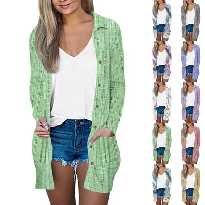 Women's Casual Fashion Printed Long-sleeved Mid-length Cardigan Jacket