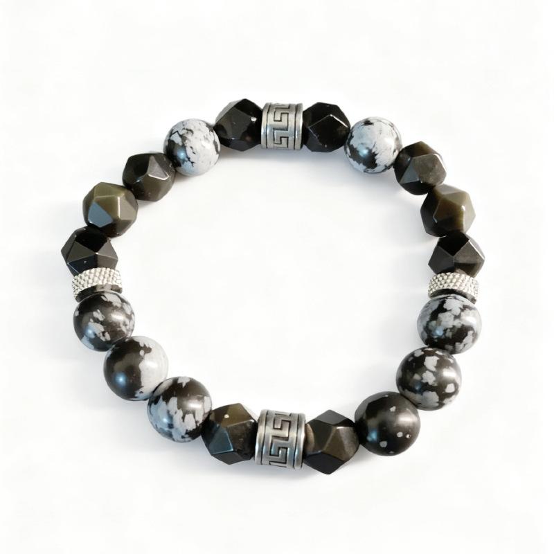 JYL TS Bracelet Dragon Blood Stone Style Enhances Vitality & Courage Faceted Agate Snowflake кобальтовая синь