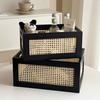 Vintage Rattanstorage Box Books Snacks Fruit Cosmetics Organizers Storage Woven Baskets Multifunction Organizers for Living Room