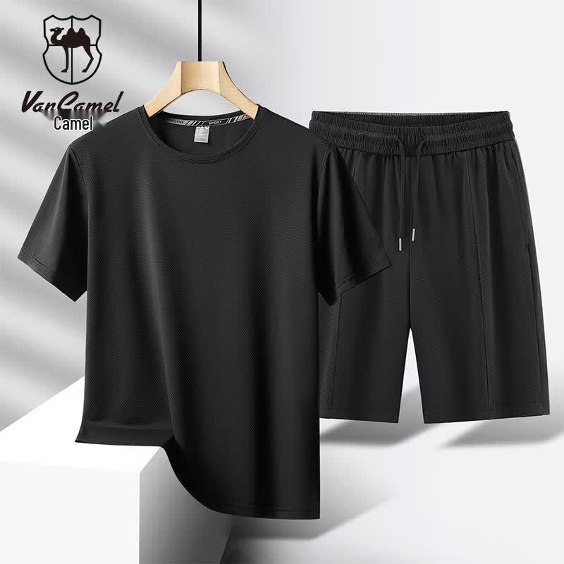 VANCAMEL Men s Quick-Dry Ice Silk T-Shirt & Shorts Set XL
