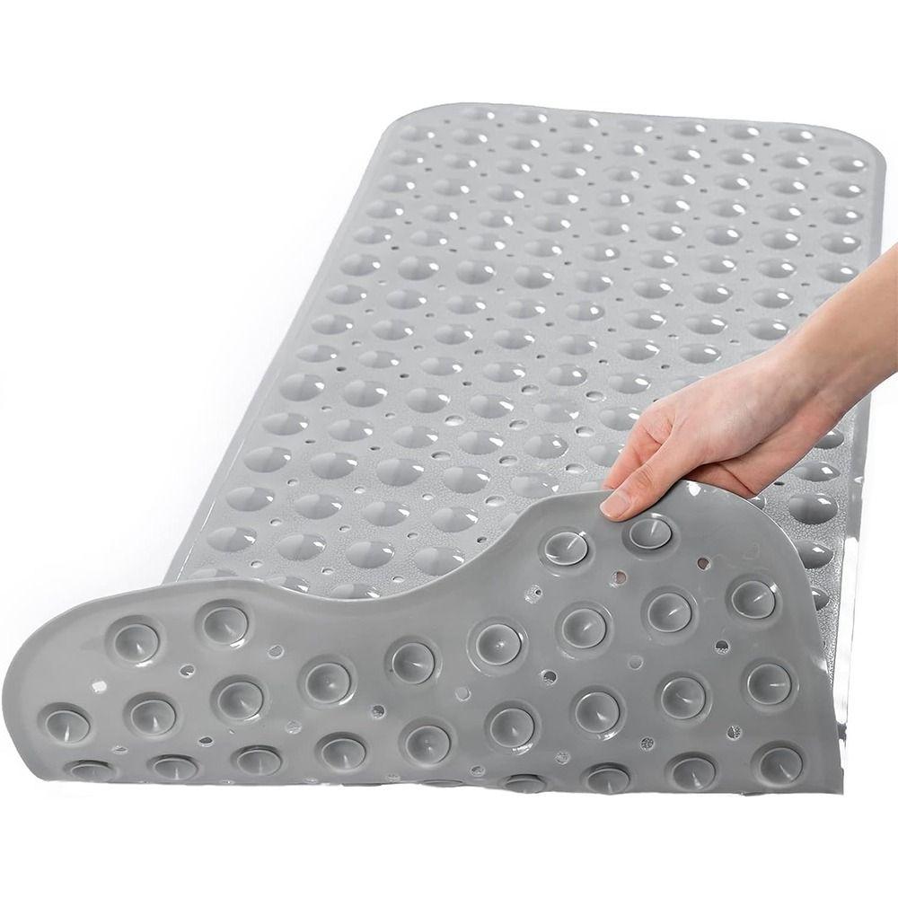 With Machine Washable Extra Long Bath Mat with Drain Holes and Suction Cups BathMat  for Bathroom