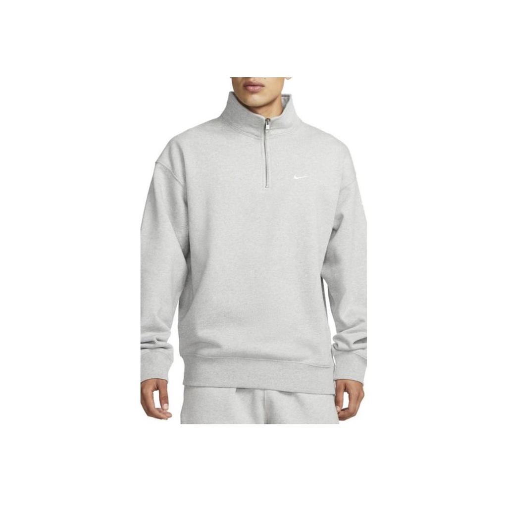 Nike Jednobarevná mikina s vysokým límcem na zip, ležérní s logem, s dlouhým rukávem, pánská mikina, šedá DQ5209-051
