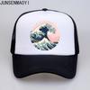 Retro Wave Japan Anime Unisex Trucker-Kappe Vaporwave Kanagawa Baseballkappe Damen Sommer Netz-Trucker-Kappe Eltern-Kind Sonnenhut