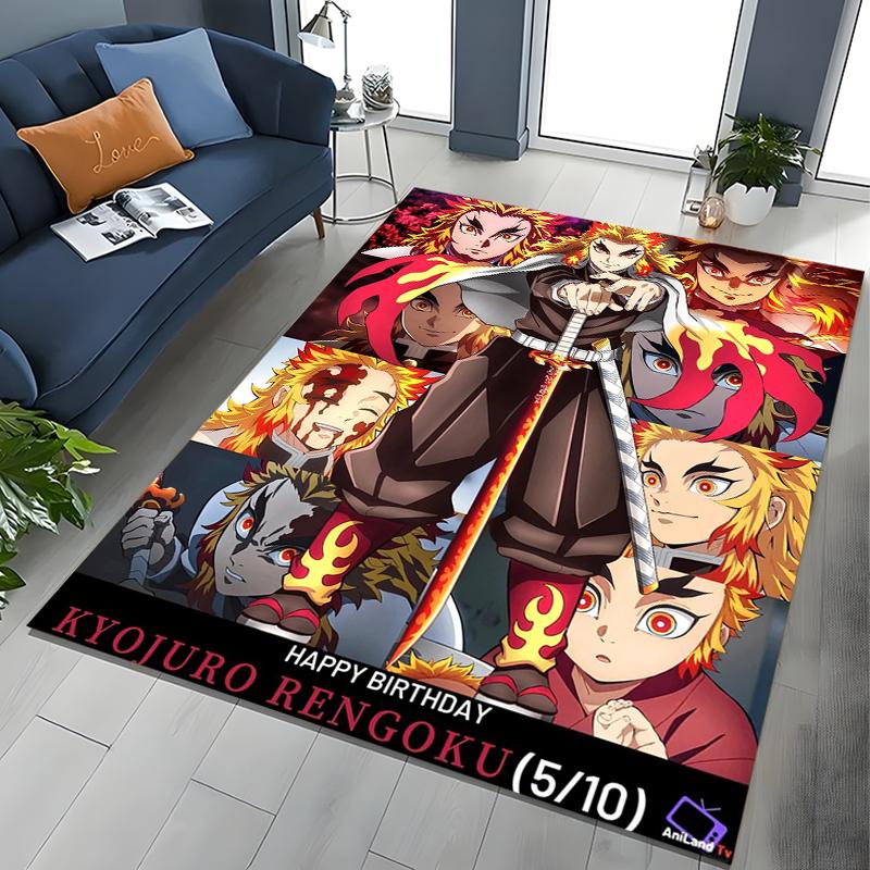 2026 New Retro D-Demon-Slayer Cartoon Gift Rug for Bedroom Living Room Sofa Home Doormat Decor , Kids Play Non-slip Floor Mat