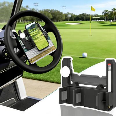 Golf Cart Steering Wheel Phone Mount for 2"-3.6" Wide Cell Phones Flip Up Phone Holder for Club Car Golf Cart Accessories