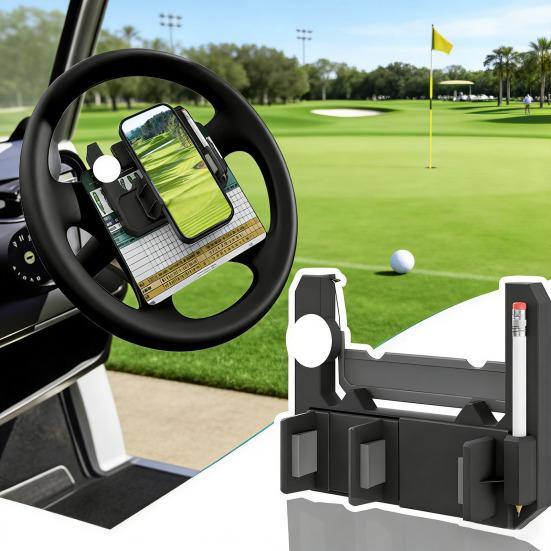 Golf Cart Steering Wheel Phone Mount for 2"-3.6" Wide Cell Phones Flip Up Phone Holder for Club Car Golf Cart Accessories