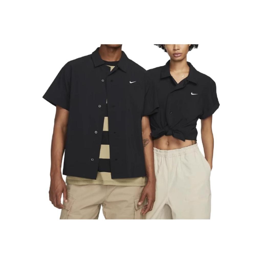 Nike Casual Loose-Fit Short-Sleeve Shirt With Turn-Down Collar Unisex Tops Black DV9074-010