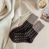 Thick and Warm Wool Polka Dot Socks for Autumn and Winter, Color-blocking Men's Mid-calf Pile Socks for Women