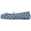 Gucci Horsebit Flat Mary Jane Shoes Women's Blue 814321 FAFHR 4746