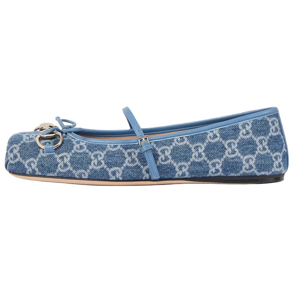 Gucci Horsebit Flat Mary Jane Shoes Women's Blue 814321 FAFHR 4746