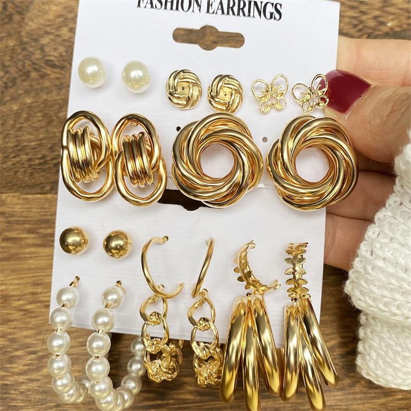 Metal Earrings Set Wholesale Trendy Colorful Butterfly Vintage Earring Set For Women Elegant Heart Dangle Wedding Party Jewelry