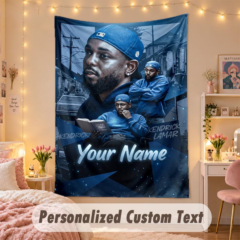 Custom Personalized Tapestry,Kendrick Lamar Print Custom Name Text Wall Art Hanging for Bedroom
