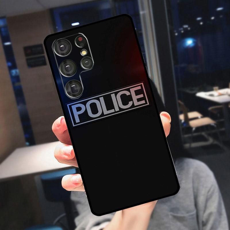 Police Symbol Cover For Samsung Galaxy S25 Ultra S24 S22 S21 S23 Plus S20 FE S9 S10 S24 FE Phone Case