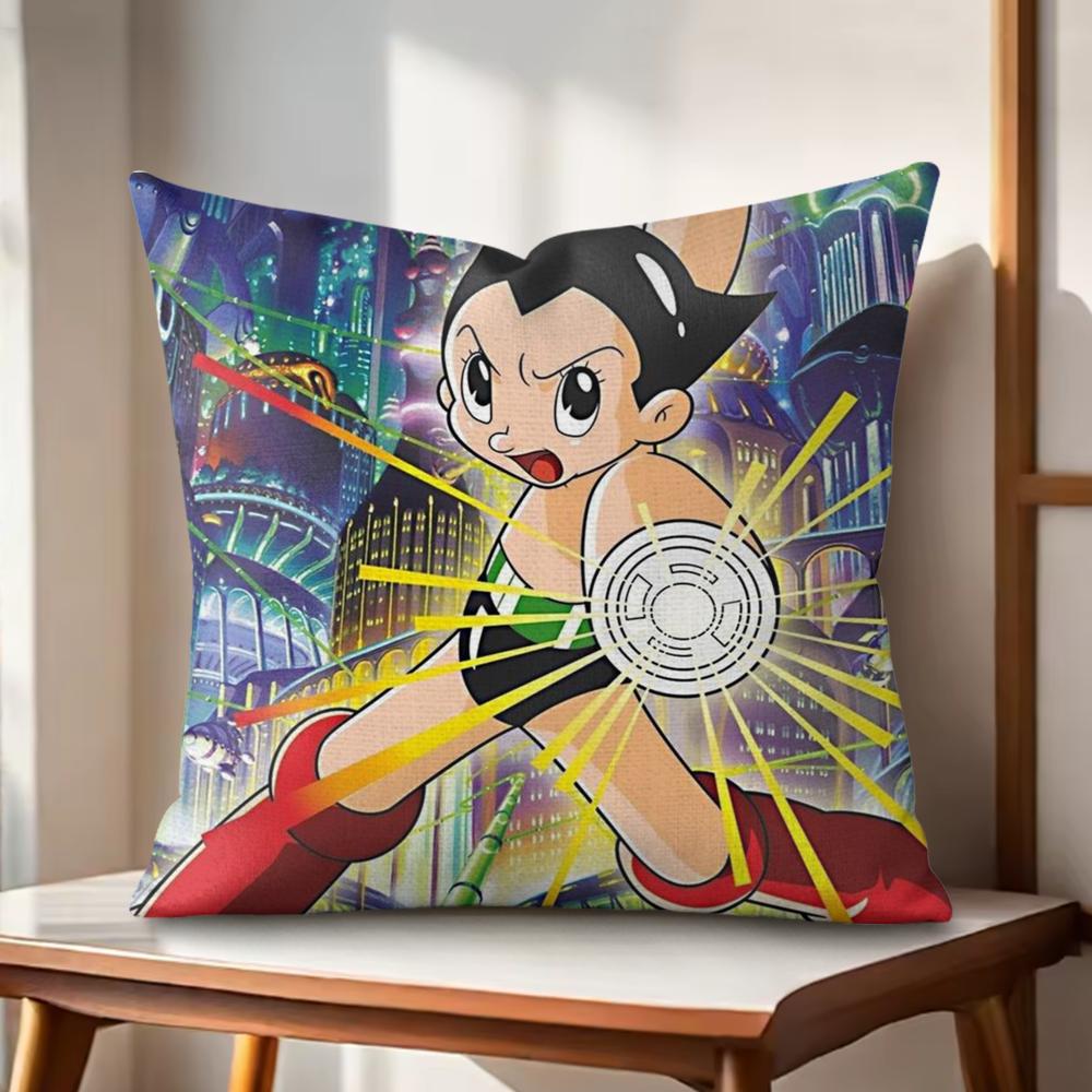 Anime Comic AAstro Boy Cushion Cover Natural Linen Organic Fabric DoubleSided Printing Couch Pillow Covers Home Decor