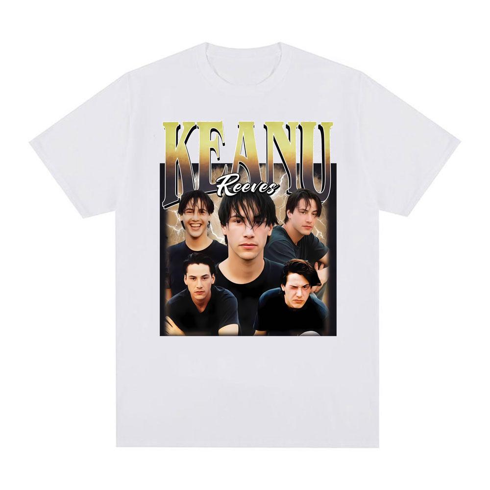 Keanu Reeves Vintage 90er Jahre Print T-Shirts Unisex Damen Mode Hip Hop T-Shirt Hohe Qualität Übergroßes Kurzarm T-Shirt Streetwear