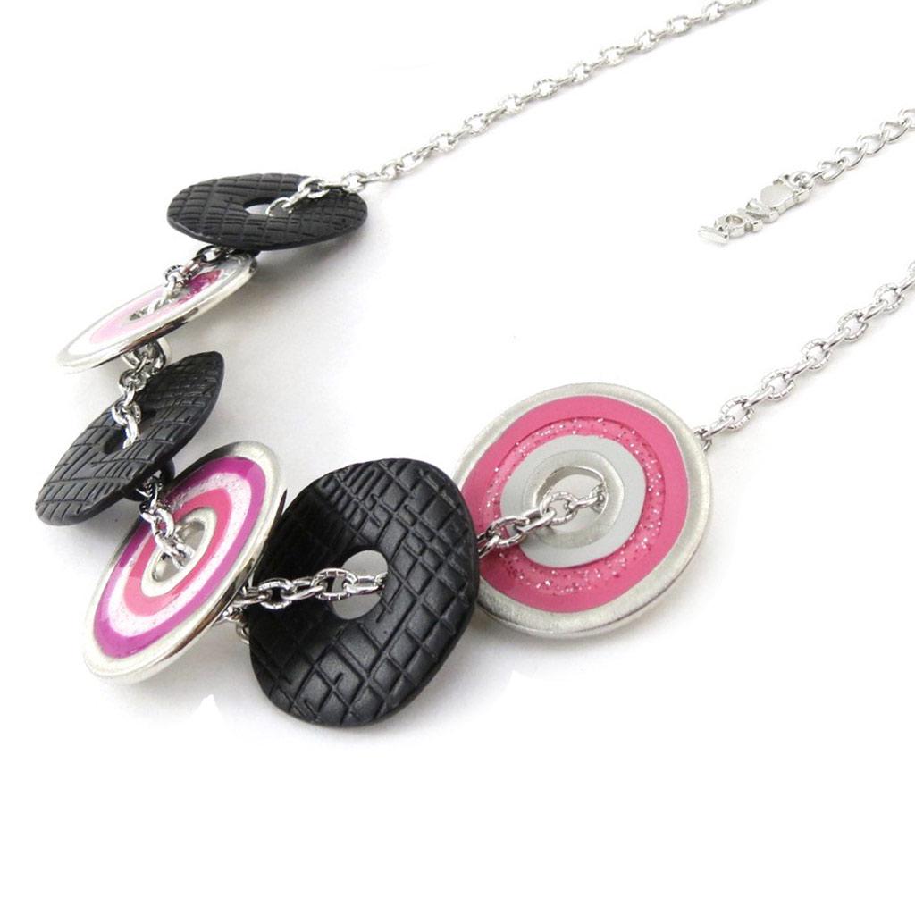 NOA [J2218] - Designer Necklace 'Amandine' Black Pink