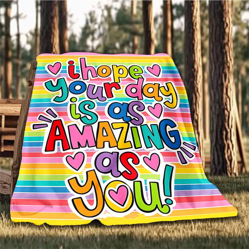 

1pc Amazing Day Outdoor Blanket - Soft Flannel Cozy for Travel & Camping - All-Season Warm Bed Cover, Machine Washable yy251229076 75x90cm