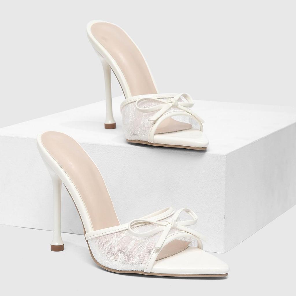 2026 Summer Sexy Mesh High Heel Slides for Women, European and American Style, Sizes 35-43