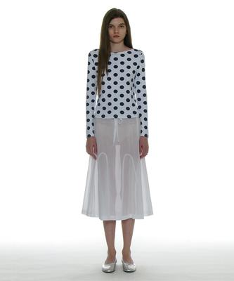 Partimento Woman Sheer Gored Midi Skirt_White
