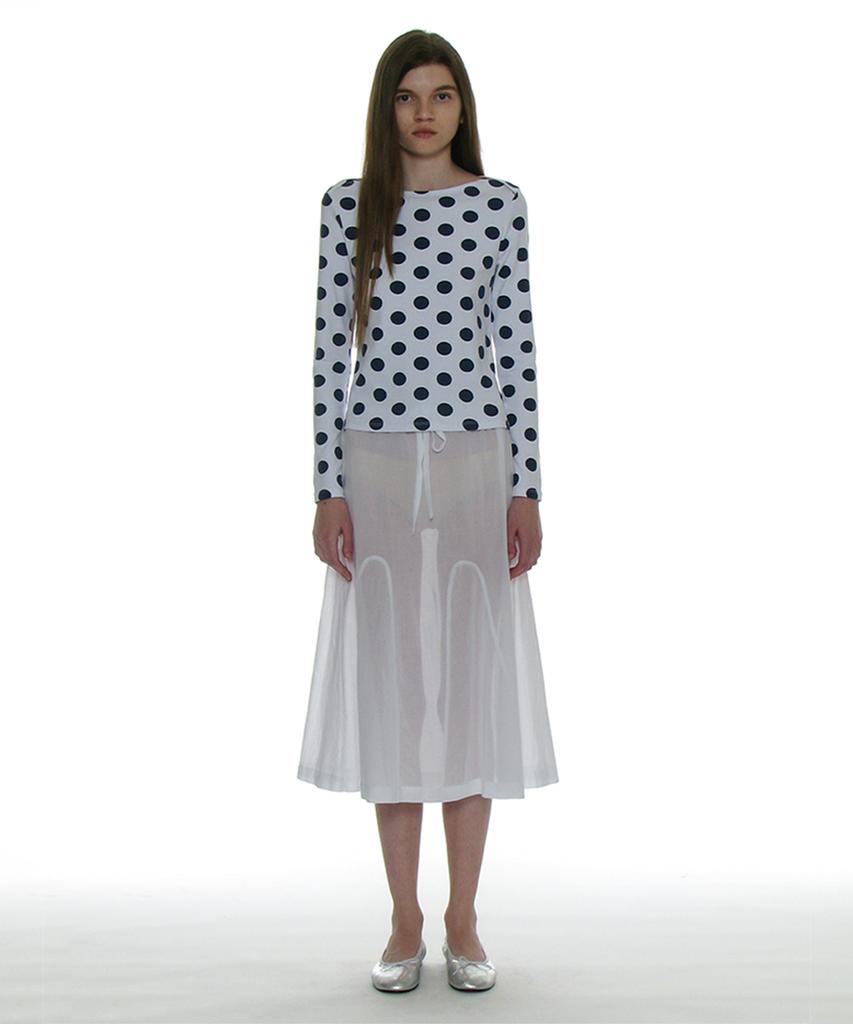 Partimento Woman Sheer Gored Midi Skirt_White