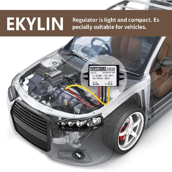 DC 12v 24v to 5v Step Down Converter Regulator 5A 25W Power Adapter Reducer for Car Electronics Truck Vehicle Boat Solar System (Accept DC 8-40V