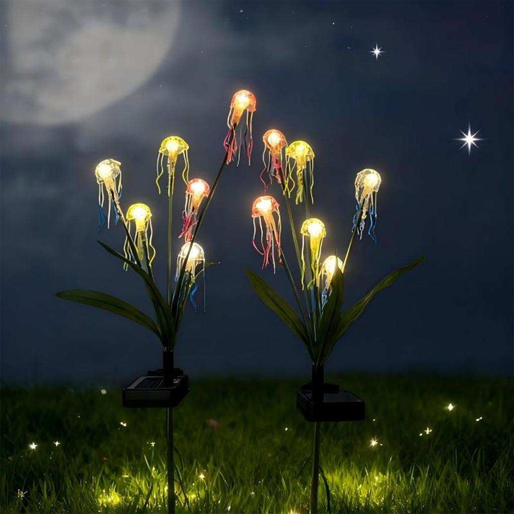 Solar Powered Outdoor LED Jellyfish Decorative Light Waterproof Garden Pathway Stake Light for Yard Patio Lawn Landscape Decoration