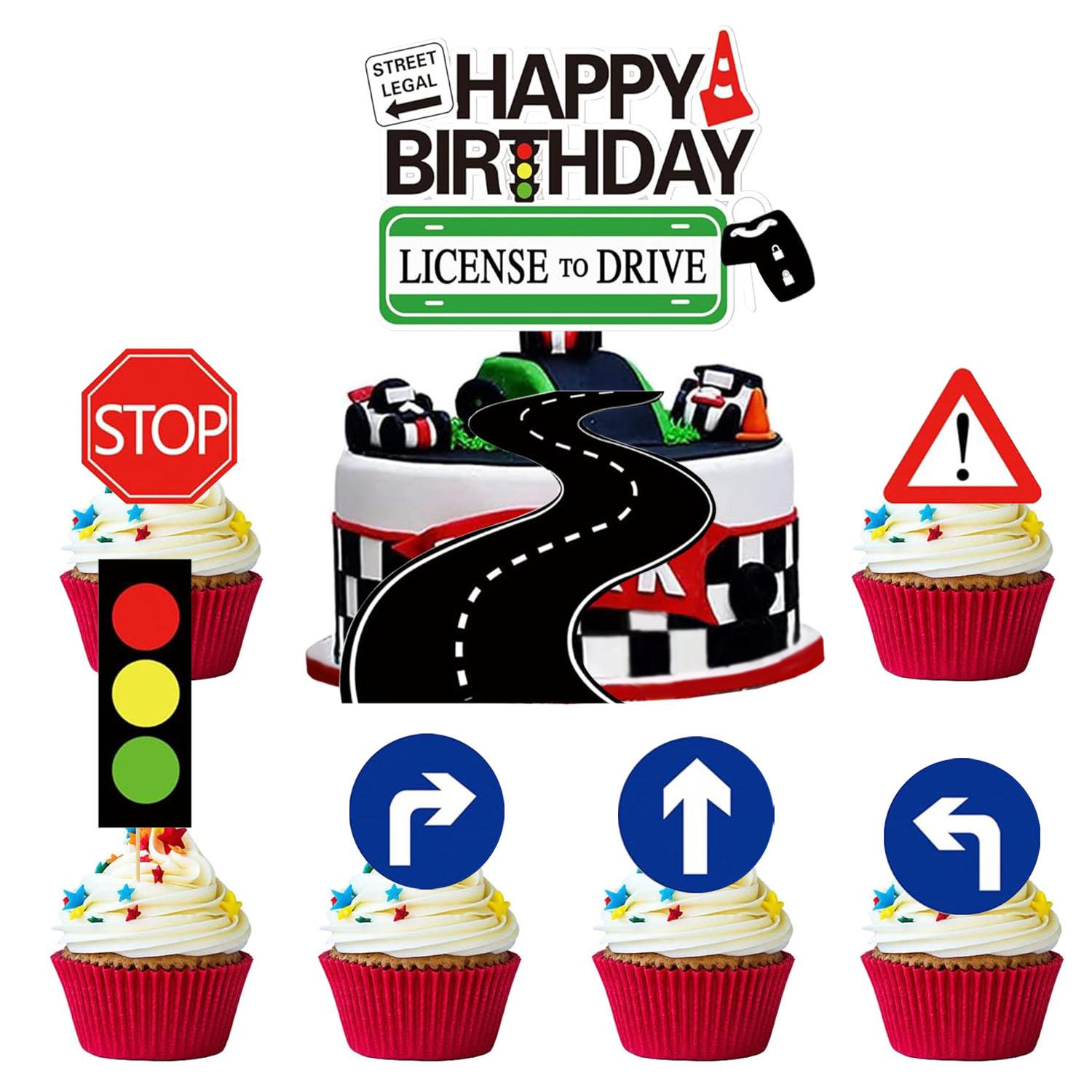 

Топпер для торта «Водительское удостоверение», Украшения для торта «Новый водитель», Топпер для торта на 16-й, 17-й день рождения для празднования новых водителей