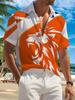 Nieuw Casual Herenshirt met Korte Mouwen, Oranje Basis, Witte Leeuwenkop en Nederlandse Kleurblok Accenten, Dynamische Oranje Rand, Veelzijdig Topje voor Vakantie