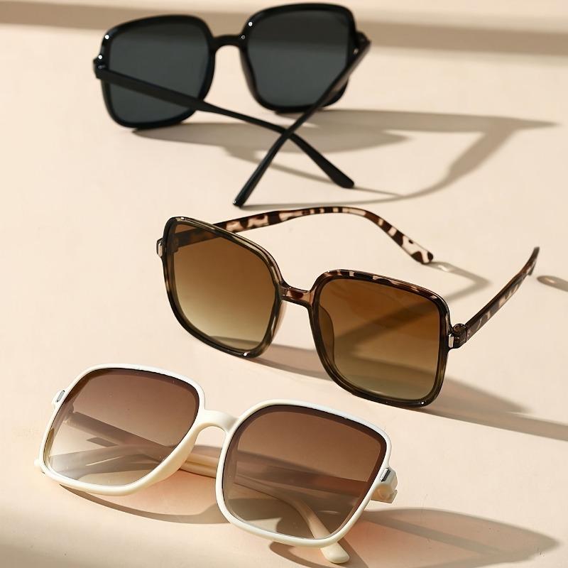 3pcs Women'S Fashion Square Frame Glasses - Stylish Tortoiseshell & Black PC Lenses