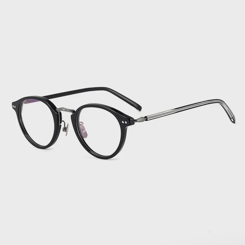 Luxurious Japanese Handmade Gold-Titanium Round Literary Style Glasses Frame for Trendy Men and Women.