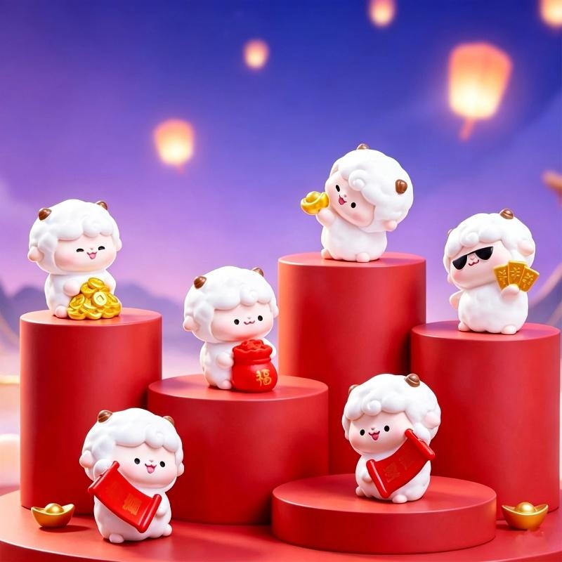 Cute Resin Sheep Ornament Set Adorable Lucky Design Festive Details For Year Of The Sheep Home Desktop Decoration Holiday Gift