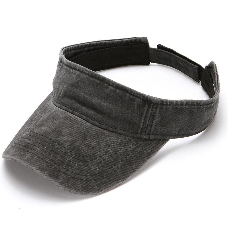 Unisex Wash Denim Embroidered Logo Visor Hat - Breathable Sun Protection for Sports