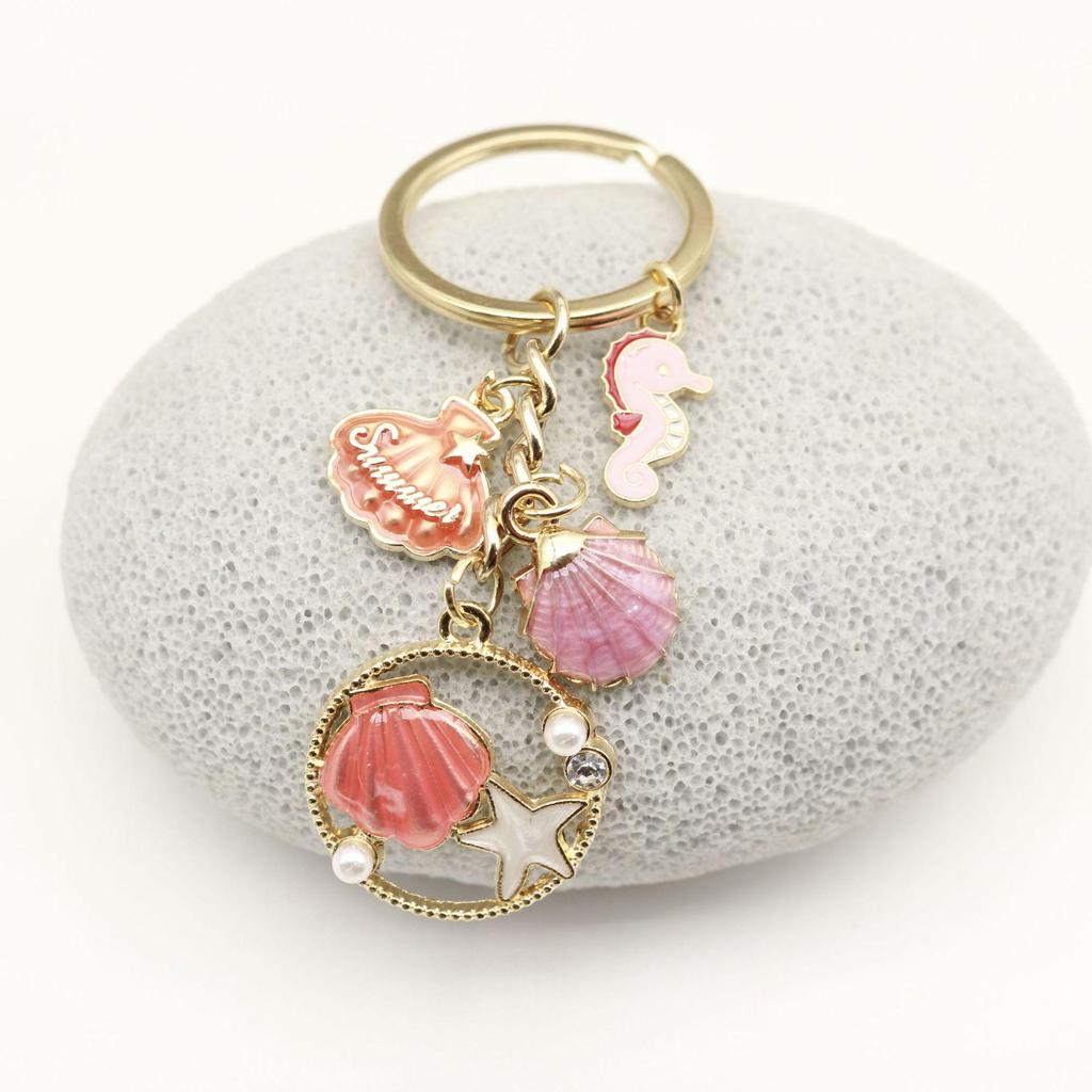 Ocean Charm Keychain: Starfish, Shell, Dolphin, Turtle, Mermaid Tail Pendant