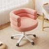 Cream French Style Vanity Stool, Rotating Ottoman with Polyester Upholstery, Sponge Filling, Hardwood Frame, Manual Recliner