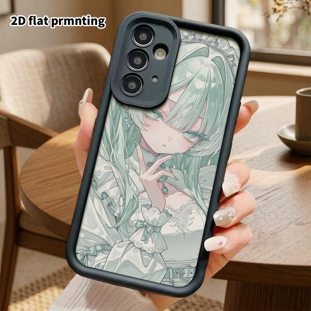 Phone Case: 2D Flat Samsung Galaxy A34 A35 M05 M06 S20 S22 S21 FE Plus 5G Gradient Protective Case, Mint Green Girl, Christmas and Halloween Gift