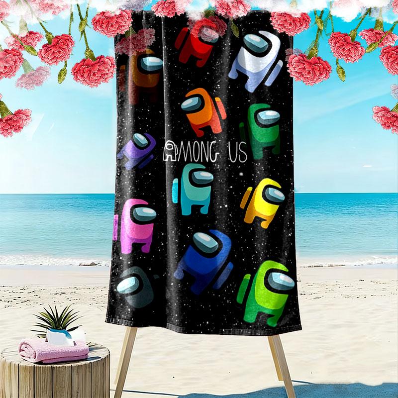 Among Us Print Strandtuch, Großes Weiches Schnelltrocknendes Handtuch für Strand Camping Schwimmen