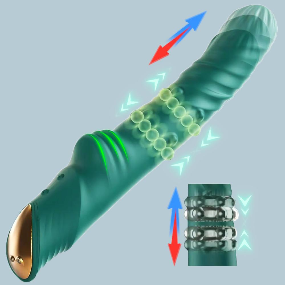 Rotation Thrusting Vibrator for Women 2 in 1 Clitoris Stimulator Telescopic Dildo rotating beads Female Masturbation