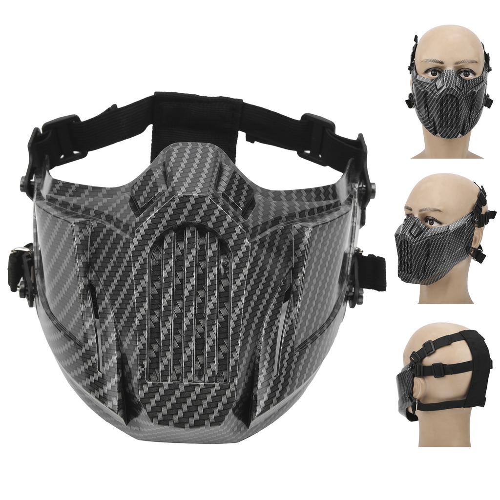 Skull Half Face Cover Guard Tactics Mouth Nose Protection Shield Carbon Fiber Texture for CS Outdoor Game