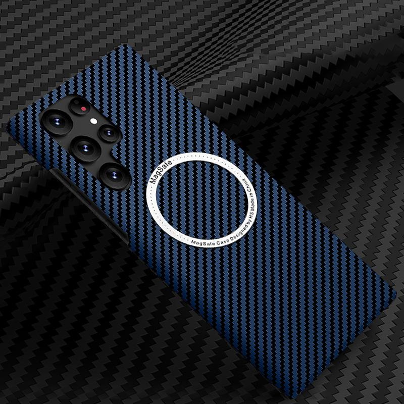 For Magsafe Slim Carbon Fiber Hard Case For Samsung Galaxy S23 Ultra S22 S21 Ultra S23 Plus Frosted Matt Cover Coque For iPhone 15 14 13 12 Pro max
