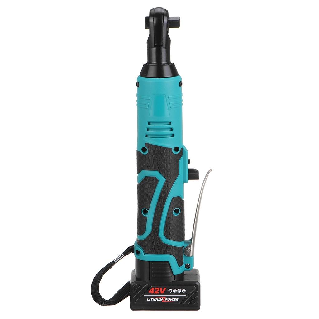 42V 3/8"" 110-240V 80N.m Power Tool Electric Ratchet Wrench with 2 Lithium-Ion Battery Charger Kit Rechargeable Cordless Electric Wrench
